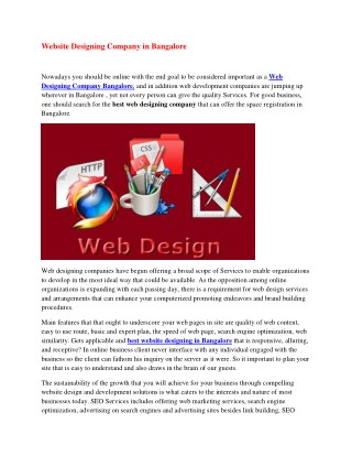 Website Designing company Bangalore