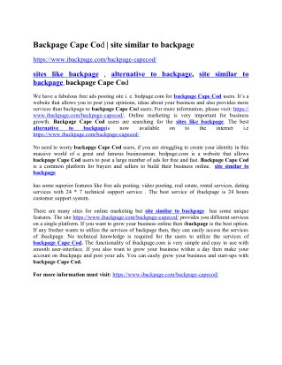 Backpage Cape Cod | site similar to backpage