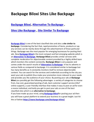 Backpage Biloxi Sites Like Backpage