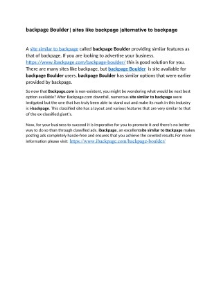 backpage Boulder| sites like backpage |alternative to backpage