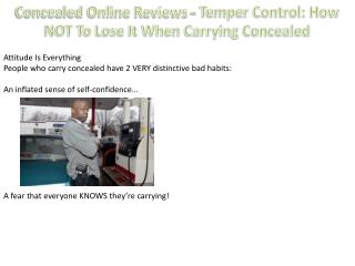 Concealed Online Reviews - Temper Control: How NOT To Lose It When Carrying Concealed