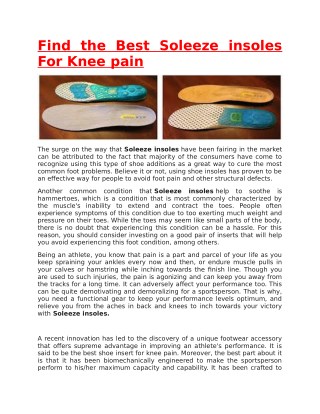 Find the Best Soleeze insoles For Knee pain