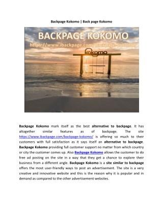 Backpage Kokomo | Back page Kokomo