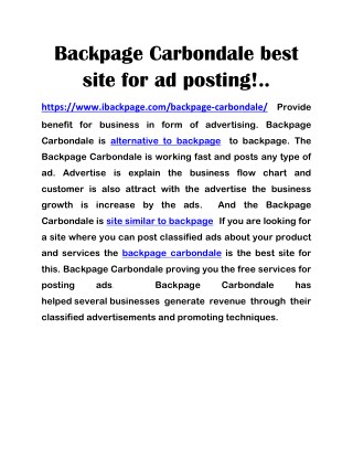 Backpage Carbondale best site for ad posting!..