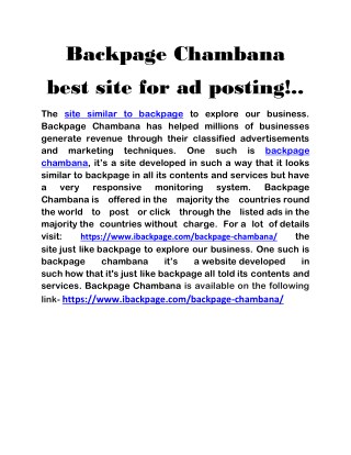 Backpage Chambana best site for ad posting!..