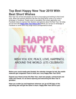 Top best happy new year 2019 with best short wishes