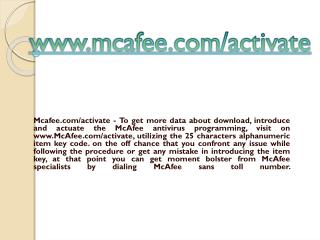 MCAFEE.COM/ACTIVATE- ACTIVATE YOUR ANTIVIRUS MCAFEE ONLINE