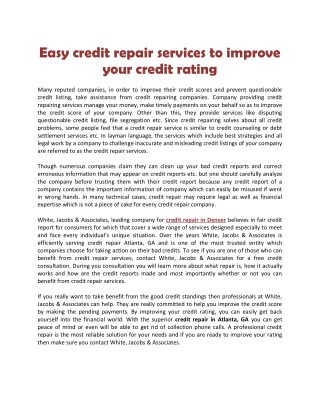 Easy credit repair services to improve your credit rating