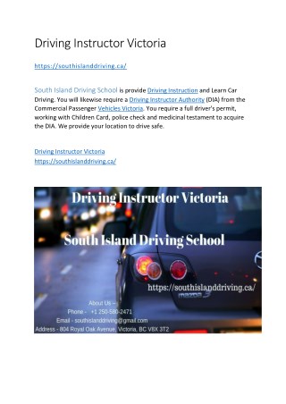 Driving Instructor Victoria