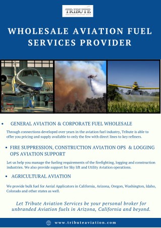 Aviation Fuel Wholesaler | Tribute Aviation Services