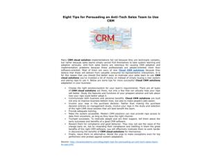Eight Tips for Persuading an Anti-Tech Sales Team to Use CRM