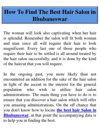 How To Find The Best Hair Salon in Bhubaneswar