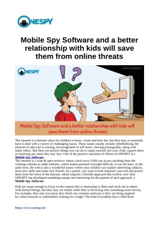 Mobile Spy Software and a better relationship with kids will save them from online threats