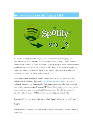 How to Download Spotify Music to MP3 for free