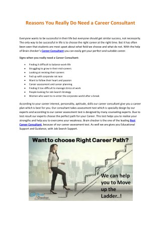 Reasons You Really Do Need a Career Consultant