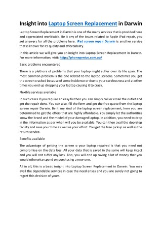 Insight into Laptop Screen Replacement in Darwin