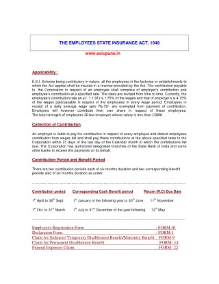 THE EMPLOYEES STATE INSURANCE ACT, 1948