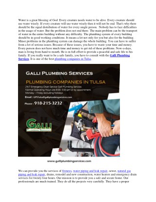 Plumbing Companies in Tulsa
