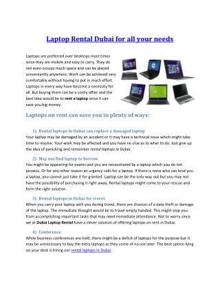 Laptop Rental Dubai for all your needs