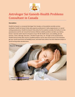 Astrologer Sai Ganesh-Health Problems Consultant in Canada