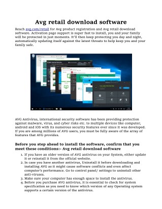 Avg retail download software and Avg registration