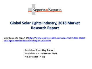 Global Solar Lights Market 2018 Recent Development and Future Forecast
