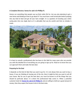 A Complete Directory: homes for sale in Dr Phillips FL