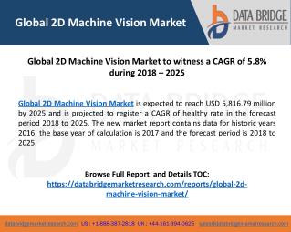 Global 2 d machine vision market analysis, size, market shares, industry challenges and opportunities to 2025