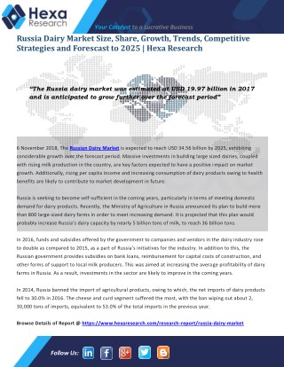 Research Insights on Russian Dairy Market Size and Forecast to 2025