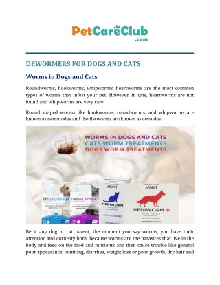 Dewormers For Dogs and Cats
