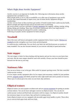 What's Right about Aerobic Equipment?