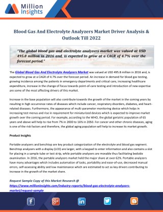 Blood Gas And Electrolyte Analyzers Market Driver Analysis & Outlook Till 2022