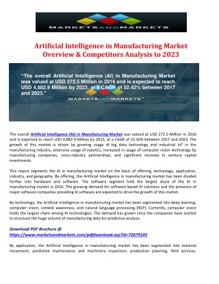 Artificial Intelligence in Manufacturing Market Overview & Competitors Analysis to 2023