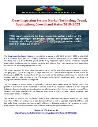 X-ray Inspection System Market Technology Trend, Applications, Growth and Status 2018–2023