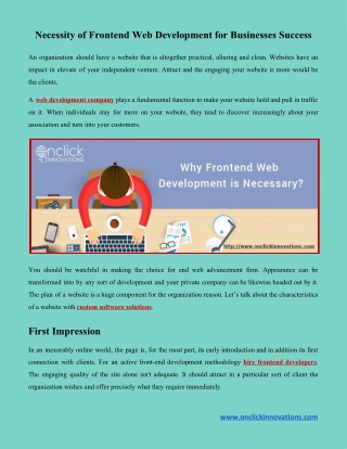 Necessity of Frontend Web Development for Businesses Success