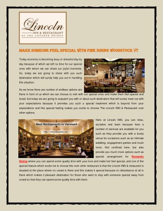 Make Someone Feel Special with Fine Dining Woodstock VT
