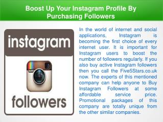 Boost Up Your Instagram Profile By Purchasing Followers