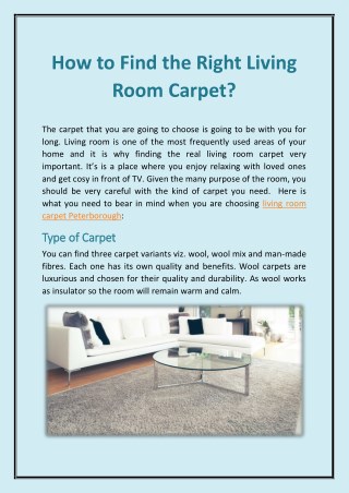 How to Find the Right Living Room Carpet?