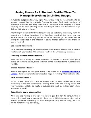 Saving Money As A Student: Fruitful Ways To Manage Everything In Limited Budget