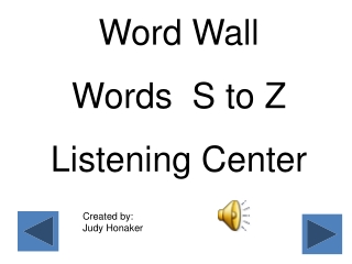 Word Wall Words S to Z Listening Center