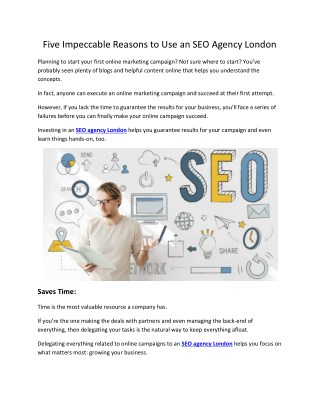 Five Impeccable Reasons to Use an SEO Agency London - Pearl Lemon