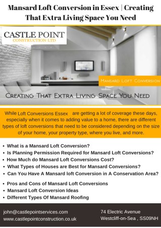 Mansard Loft Conversion in Essex - Creating That Extra Living Space You Need