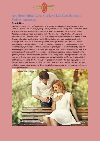 Astrologer Shiva Guru- Get Love Life Back Expert in Sydney, Australia
