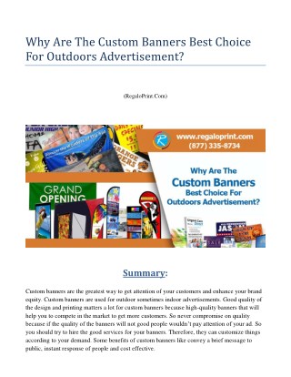 Why Are The Custom Banners Best Choice For Outdoors Advertisement?