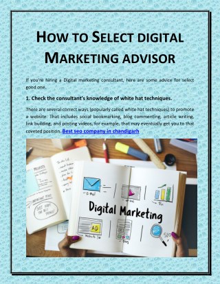 How to select digital marketing advisor