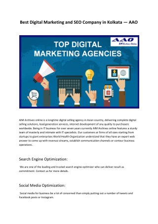 Best Digital Marketing and SEO Company in Kolkata — AAO