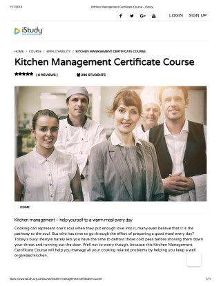 Kitchen Management Certificate Course - istudy