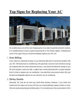 Top Signs for Replacing Your AC