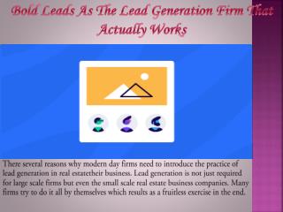 Bold Leads As The Lead Generation Firm That Actually Works