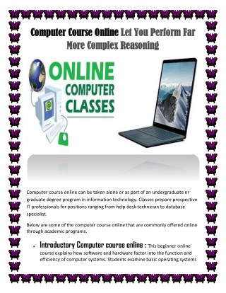 Computer Course Online Let You Perform Far More Complex Reasoning